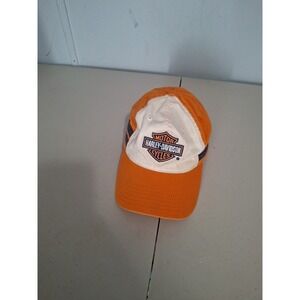 Vintage Harley Davidson Strapback ‎ Hat Orange White Cap